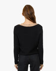 Fringe Trimmed V-Neck Jacket Black Combo Sweater - Cardigans Autumn Cashmere 