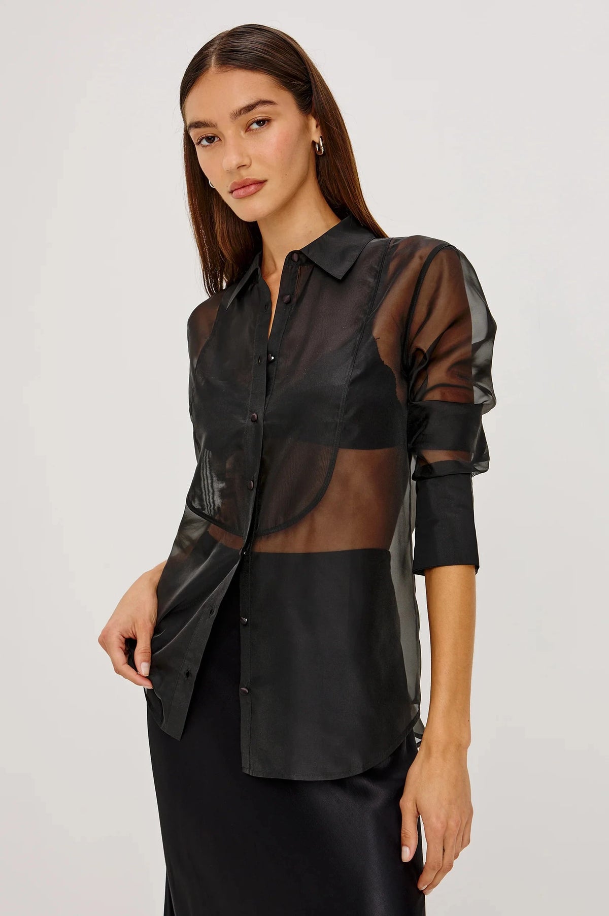 Bretton Shirt Black Tops - Button Down Rails 