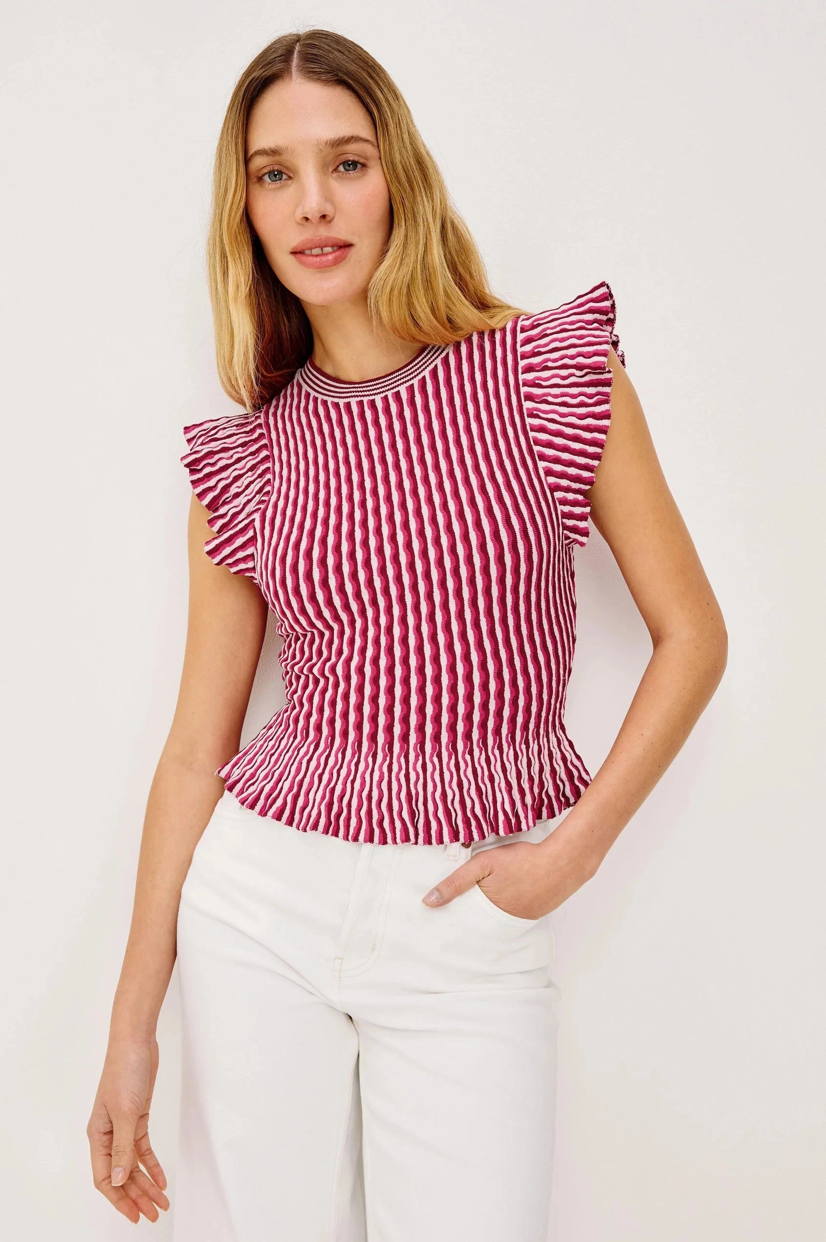 Bryn Top Stripe Berry Tops - Blouses Rails 