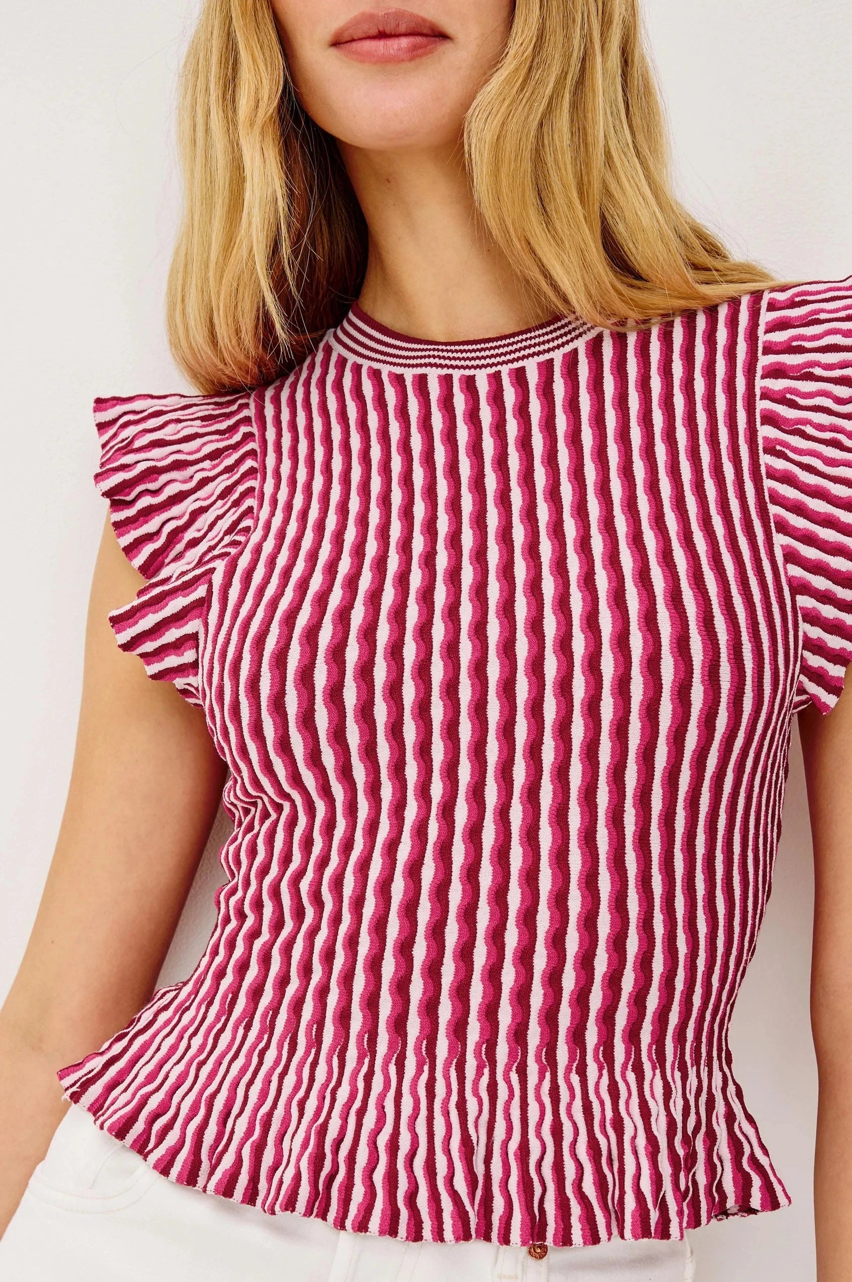 Bryn Top Stripe Berry Tops - Blouses Rails 
