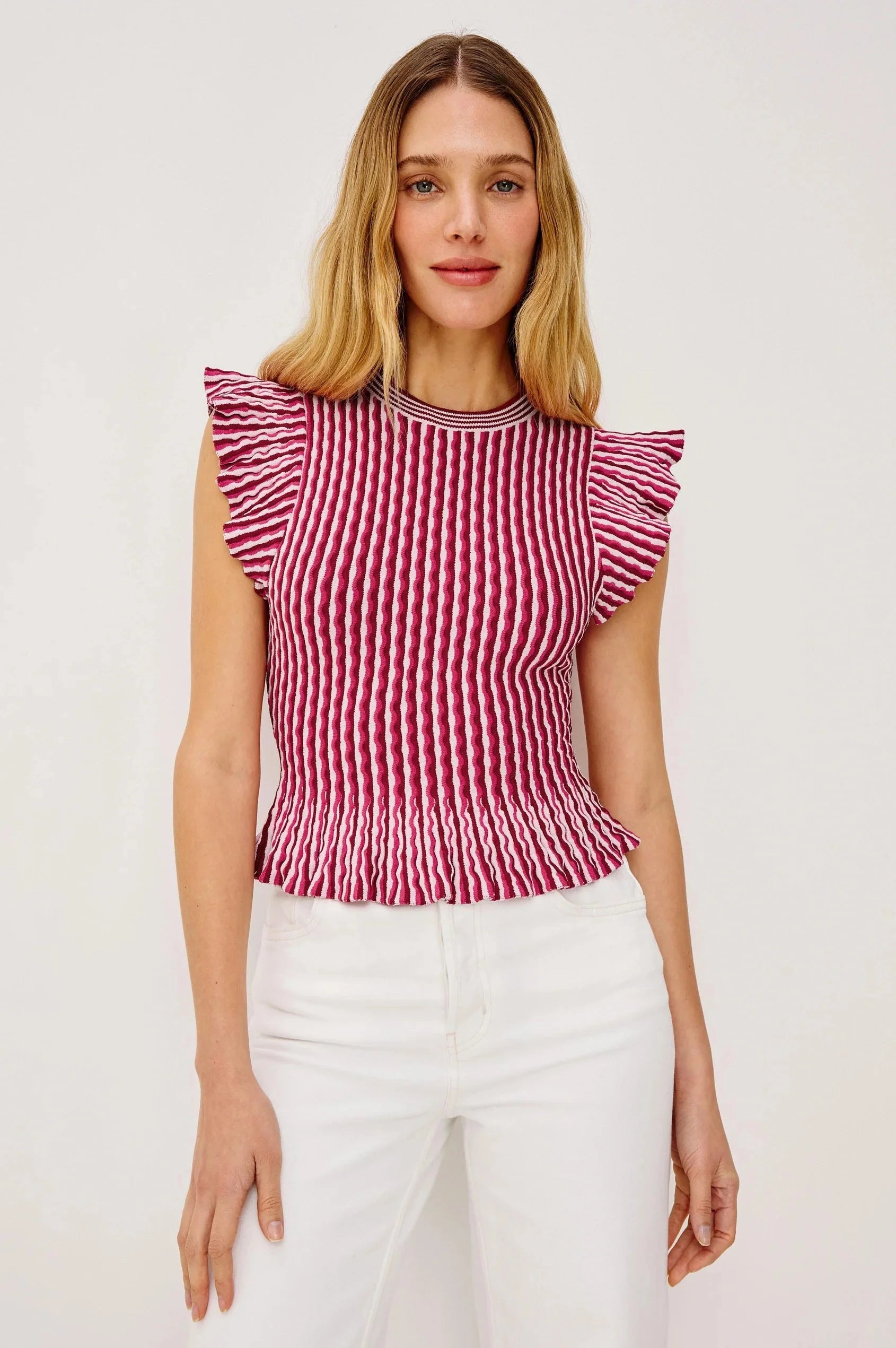 Bryn Top Stripe Berry Tops - Blouses Rails 