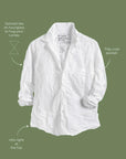 Barry Tailored Button Up Shirt White Tattered Wash Denim Tops - Button Down Frank & Eileen 