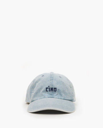 Baseball Hat Light Denim W/ Navy Embroided Ciao
