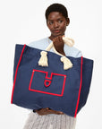Beach Marine Canvas Bag Navy Tote & Satchel Clare V. 