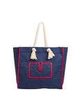 Beach Marine Canvas Bag Navy Tote & Satchel Clare V. 