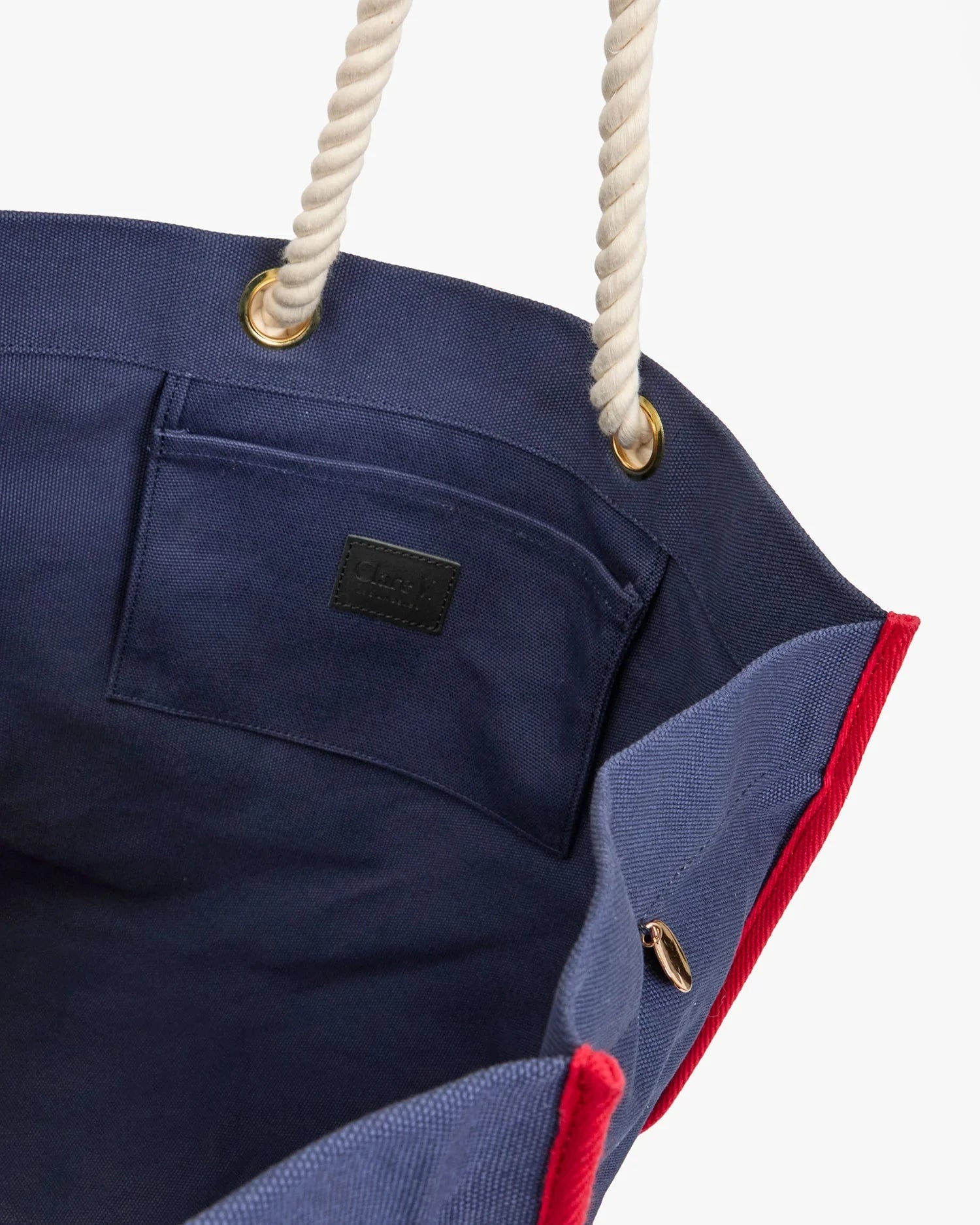 Beach Marine Canvas Bag Navy Tote & Satchel Clare V. 