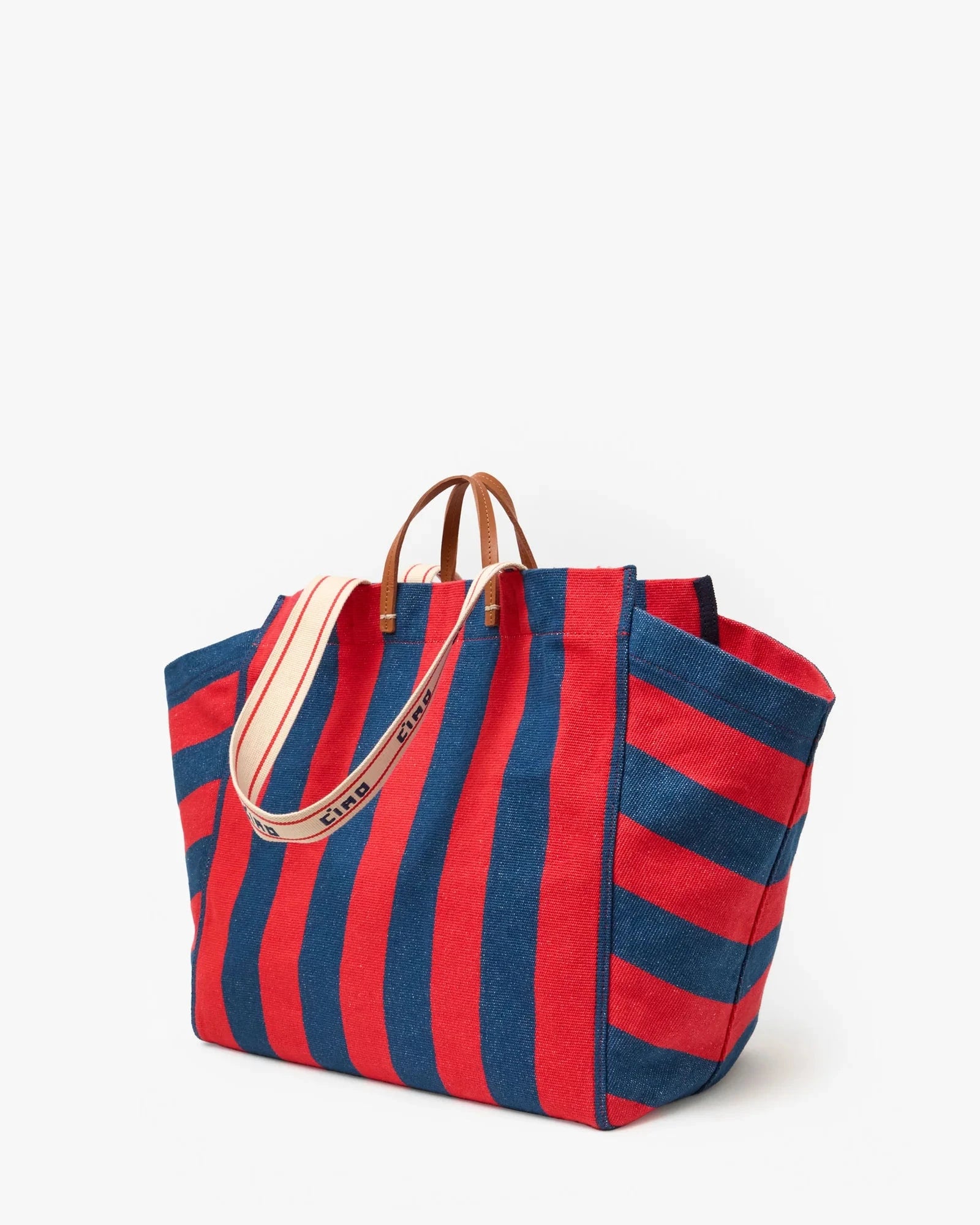 Beach Tote Canvas Stripe Poppy French Blue Hobo & Shoulder Clare V. 