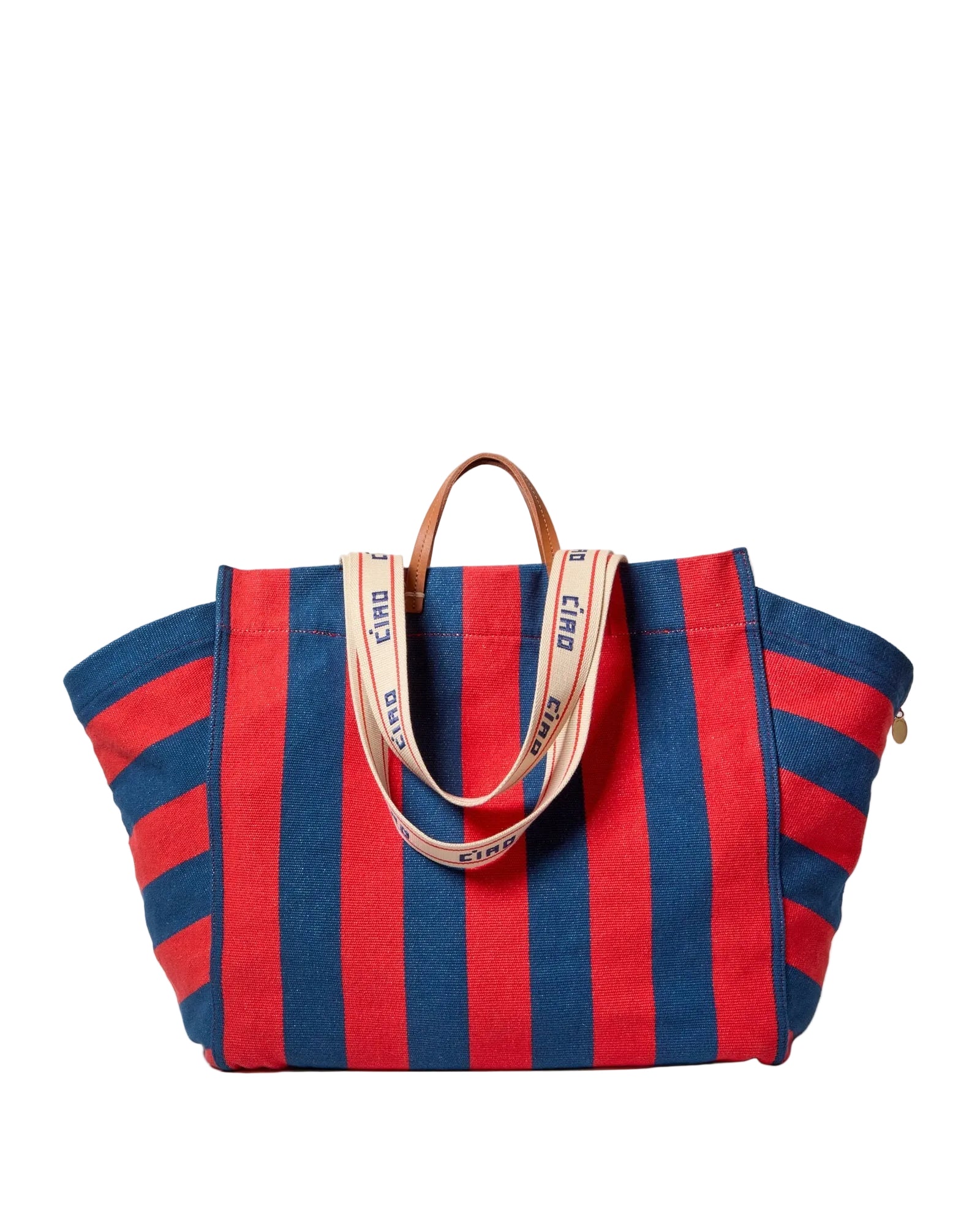 Beach Tote Canvas Stripe Poppy French Blue Hobo & Shoulder Clare V. 