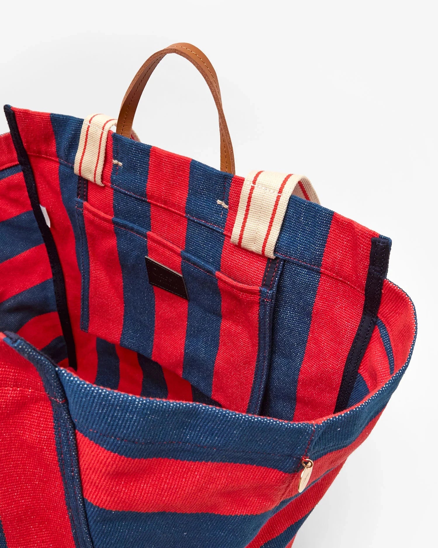 Beach Tote Canvas Stripe Poppy French Blue Hobo & Shoulder Clare V. 