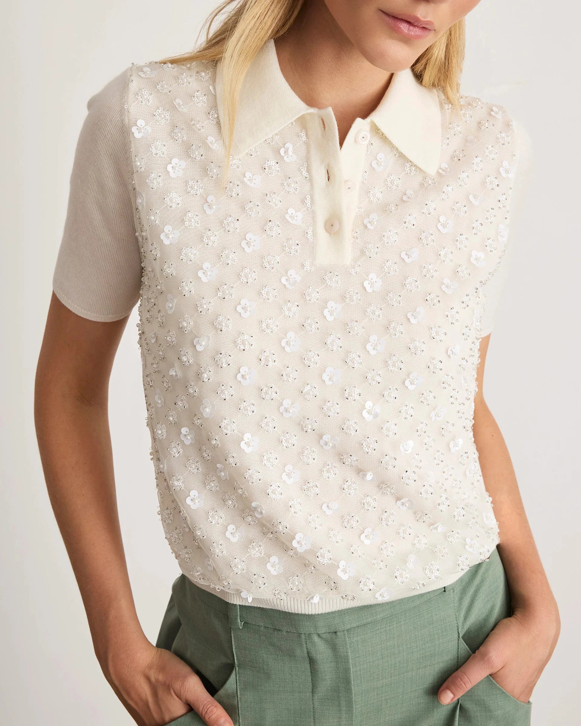 Camilla Knit Top Cream Sweater - are Tanya Taylor 