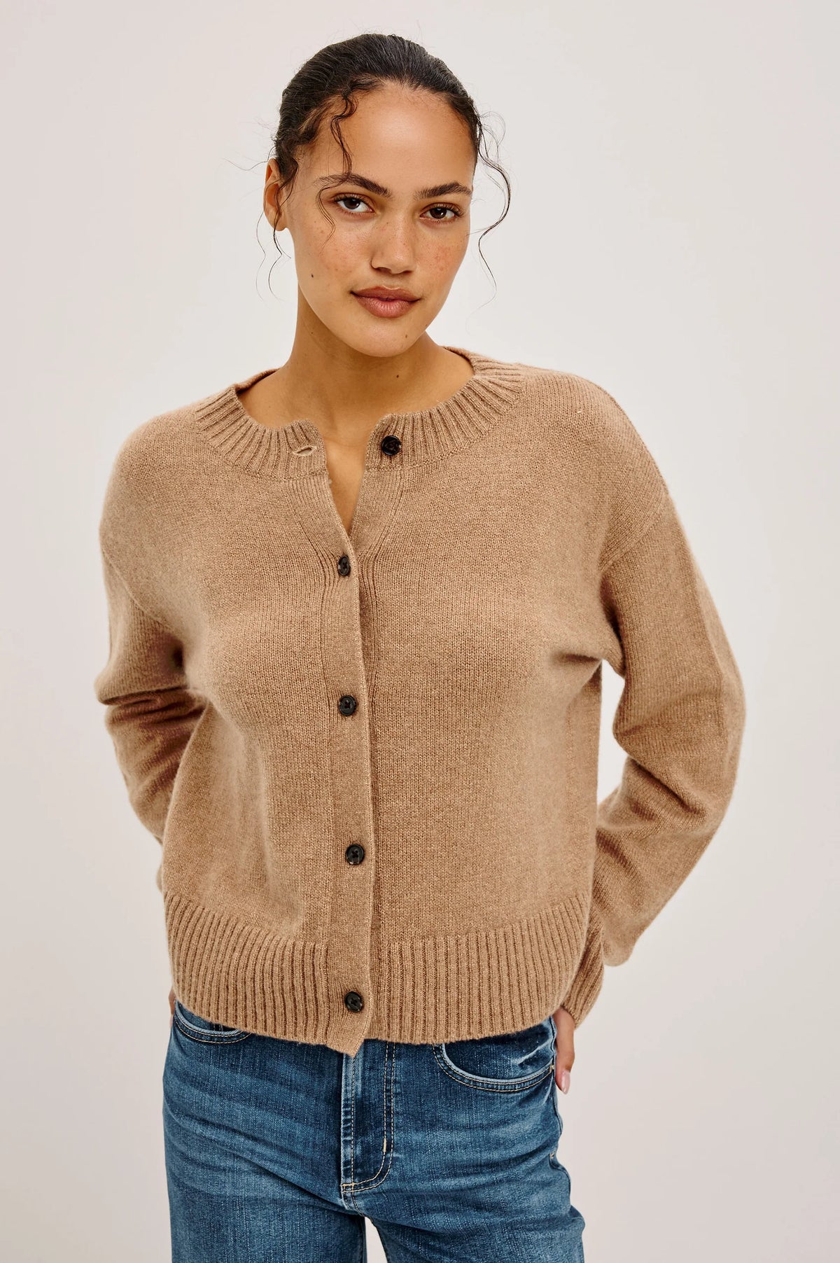 Carre Cardigan Heather Camel
