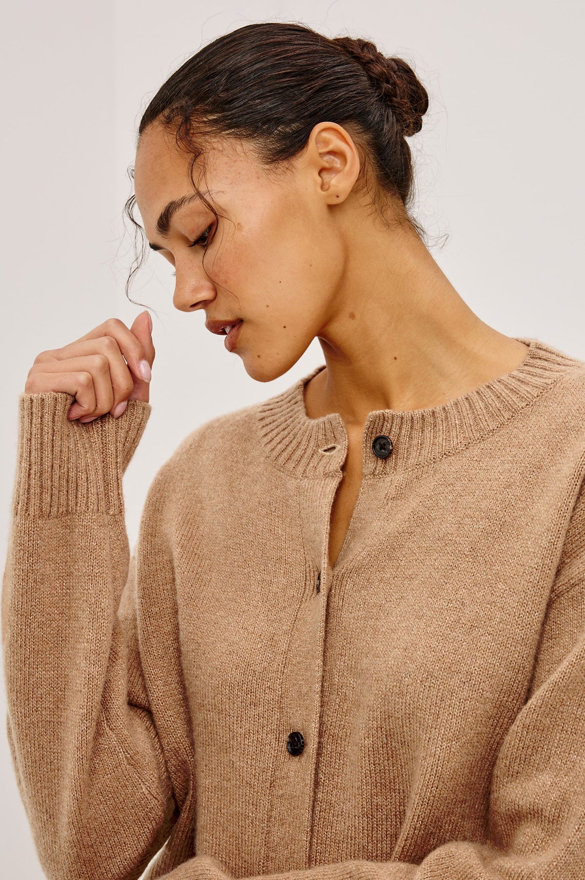 Carre Cardigan Heather Camel