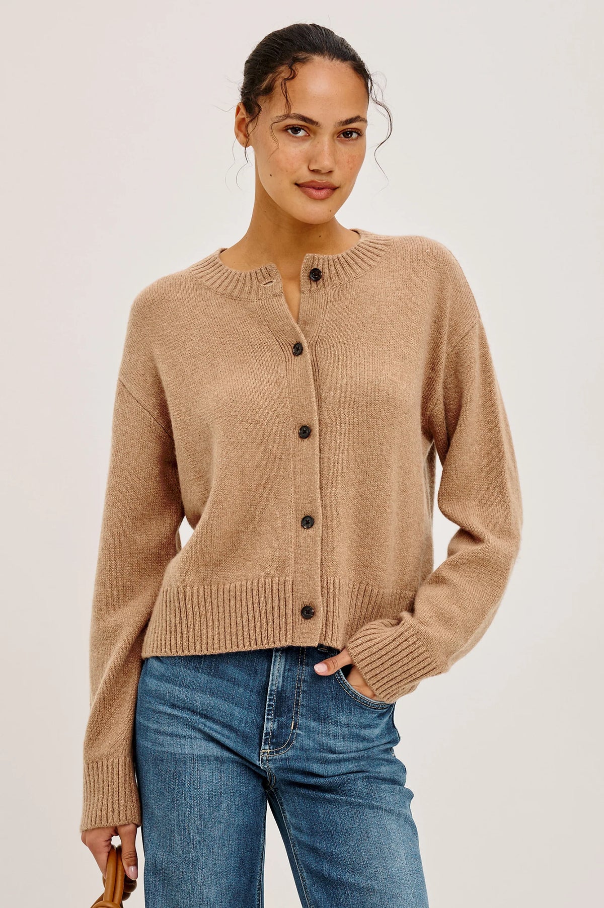 Carre Cardigan Heather Camel