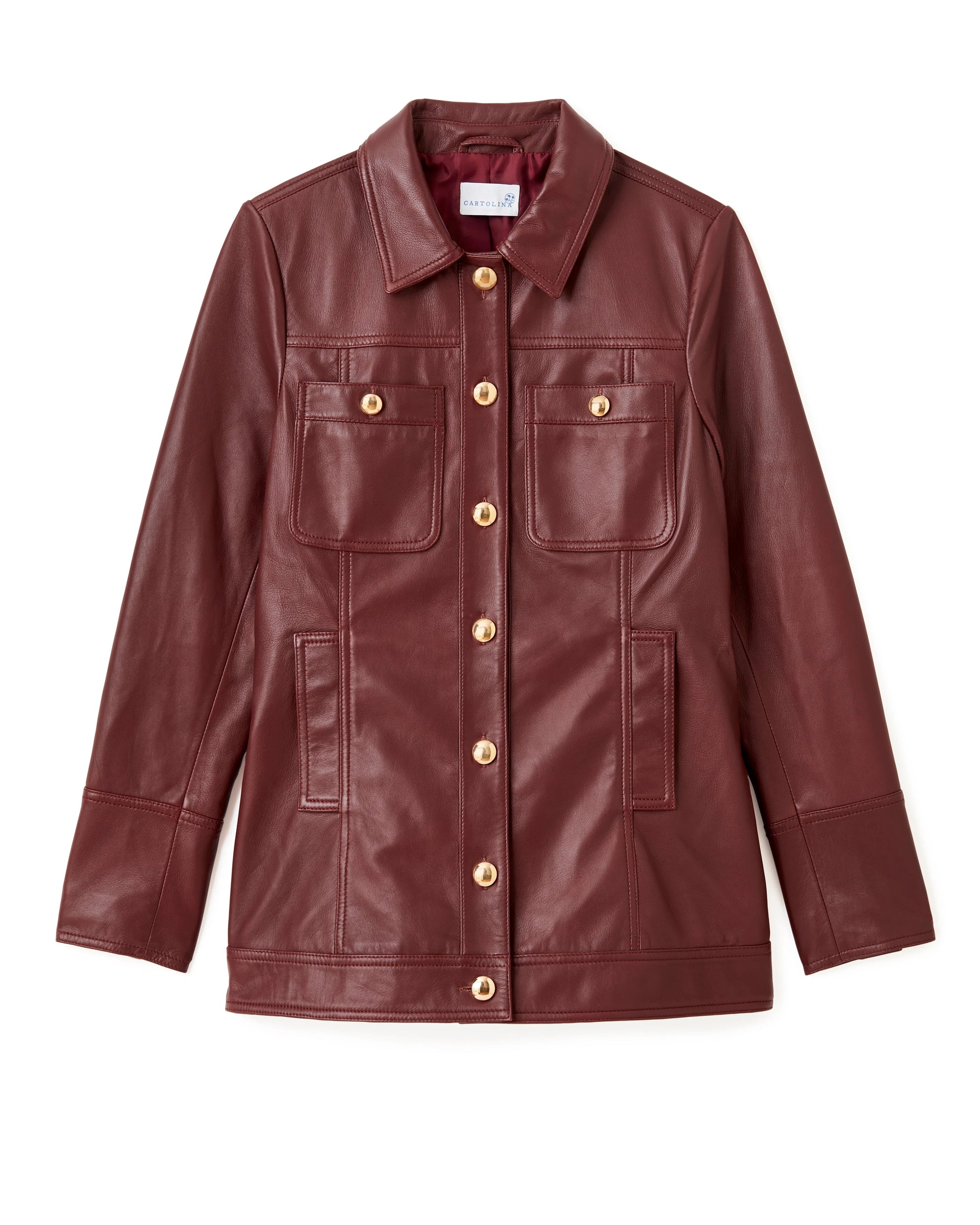 Winifred Leather Jacket Wine Outerwear - Longsleeve Cartolina 