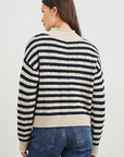 Corrine Sweater Oat Navy Stripe Sweater - Turtleneck Rails 