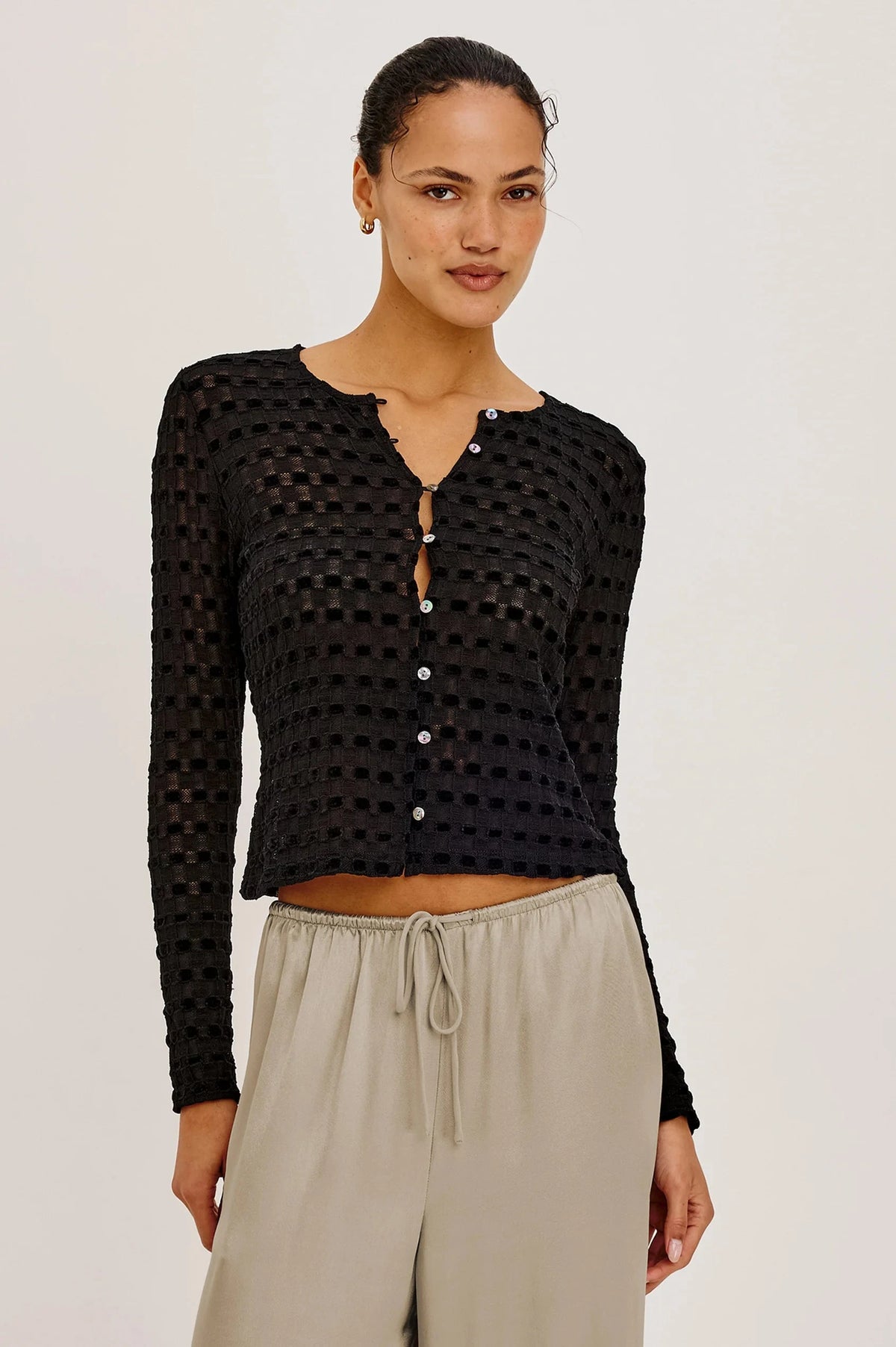 Cyrah Black Checkerboard Tops - Button Down Rails 