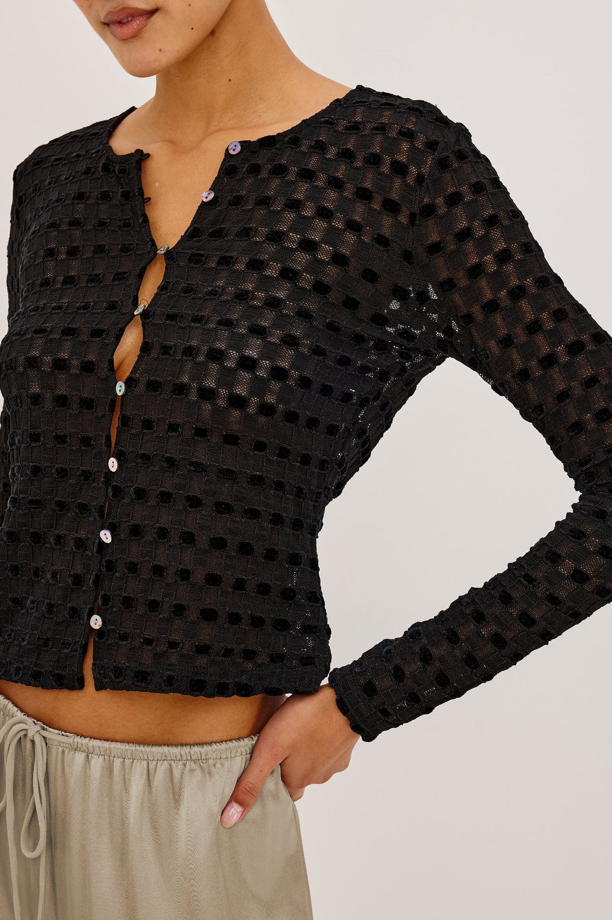 Cyrah Black Checkerboard Tops - Button Down Rails 
