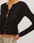 Cyrah Black Checkerboard Tops - Button Down Rails 