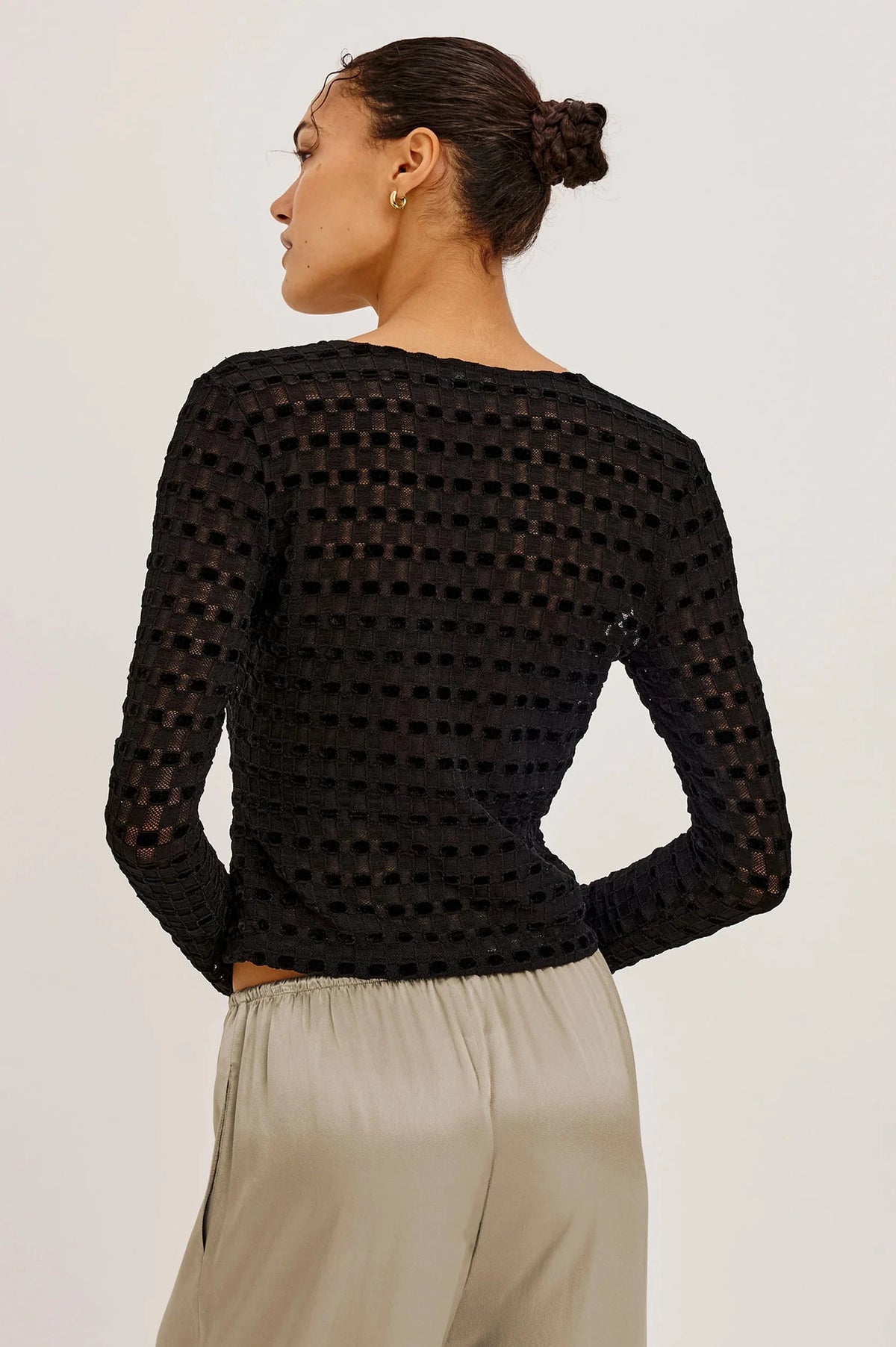 Cyrah Black Checkerboard Tops - Button Down Rails 