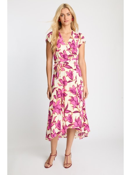 Lila Dress Floret Fuchsia Dresses - Midi Caballero 