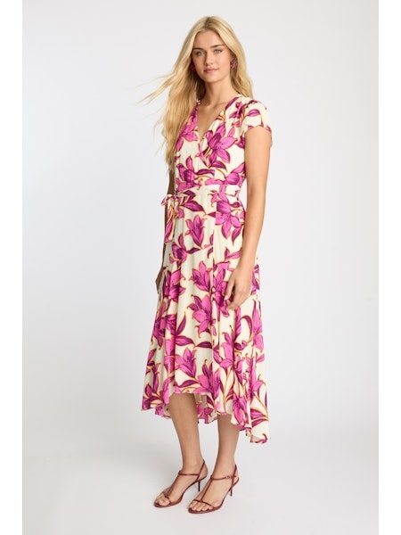 Lila Dress Floret Fuchsia Dresses - Midi Caballero 