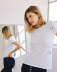Embroidered T-Shirt Horseshoe Tops - Tees catherinegee 