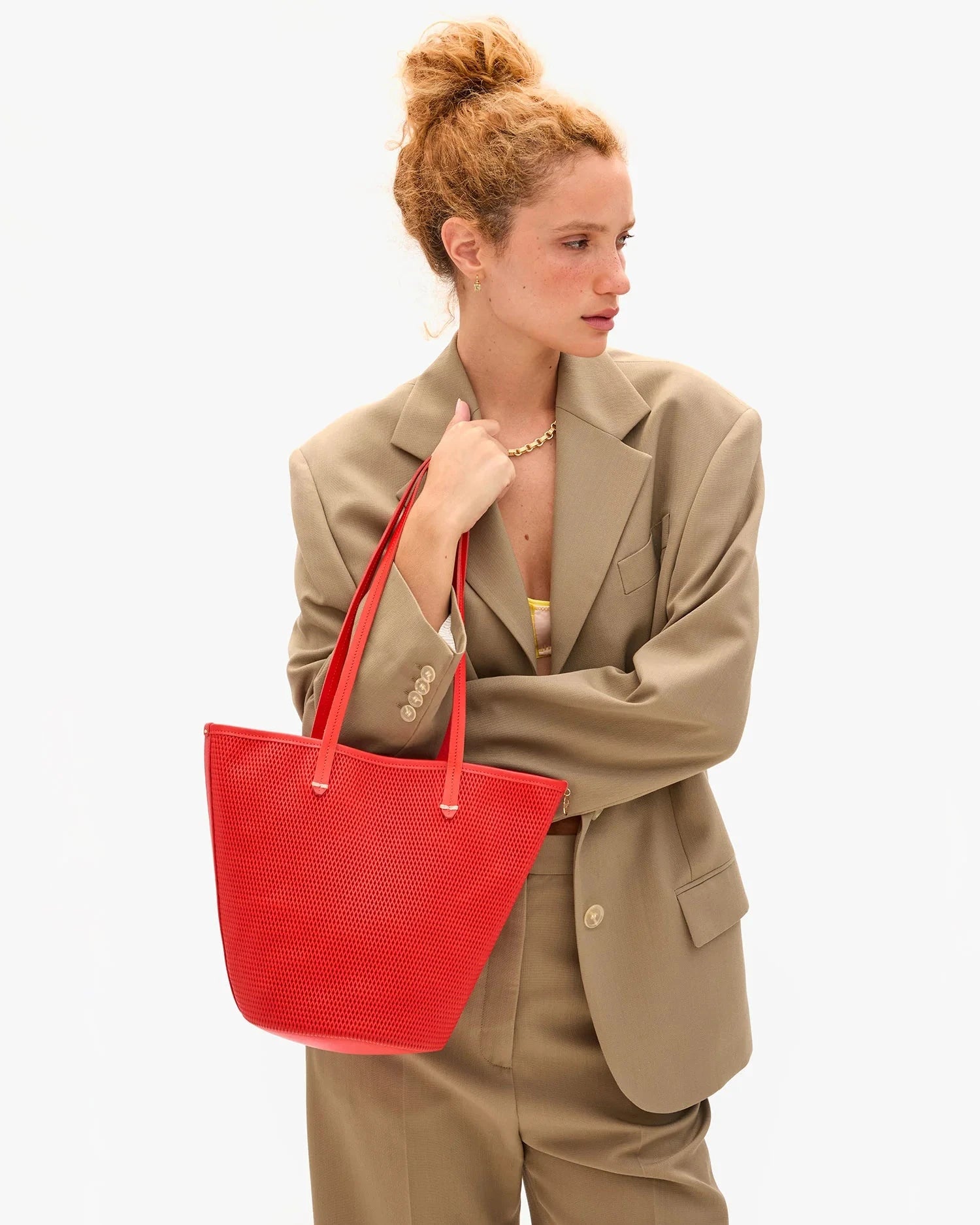 Choupette Diamond Perf Bright Poppy Hobo & Shoulder Clare V. 