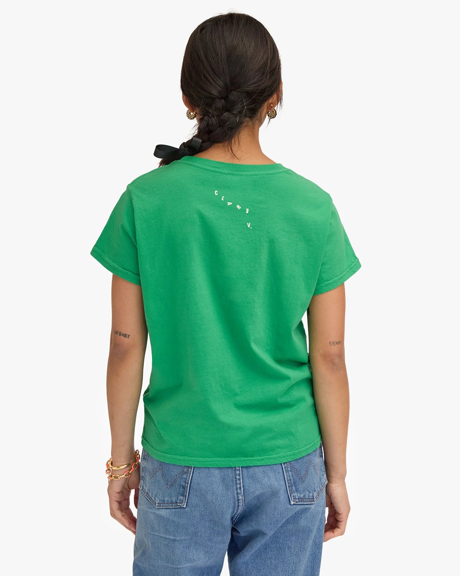 Classic Tee Green W/ Bright Yellow Pas Mal Tops - Tees Clare V. 