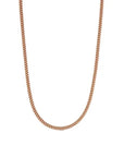 Rose gold chain necklace on a white background
