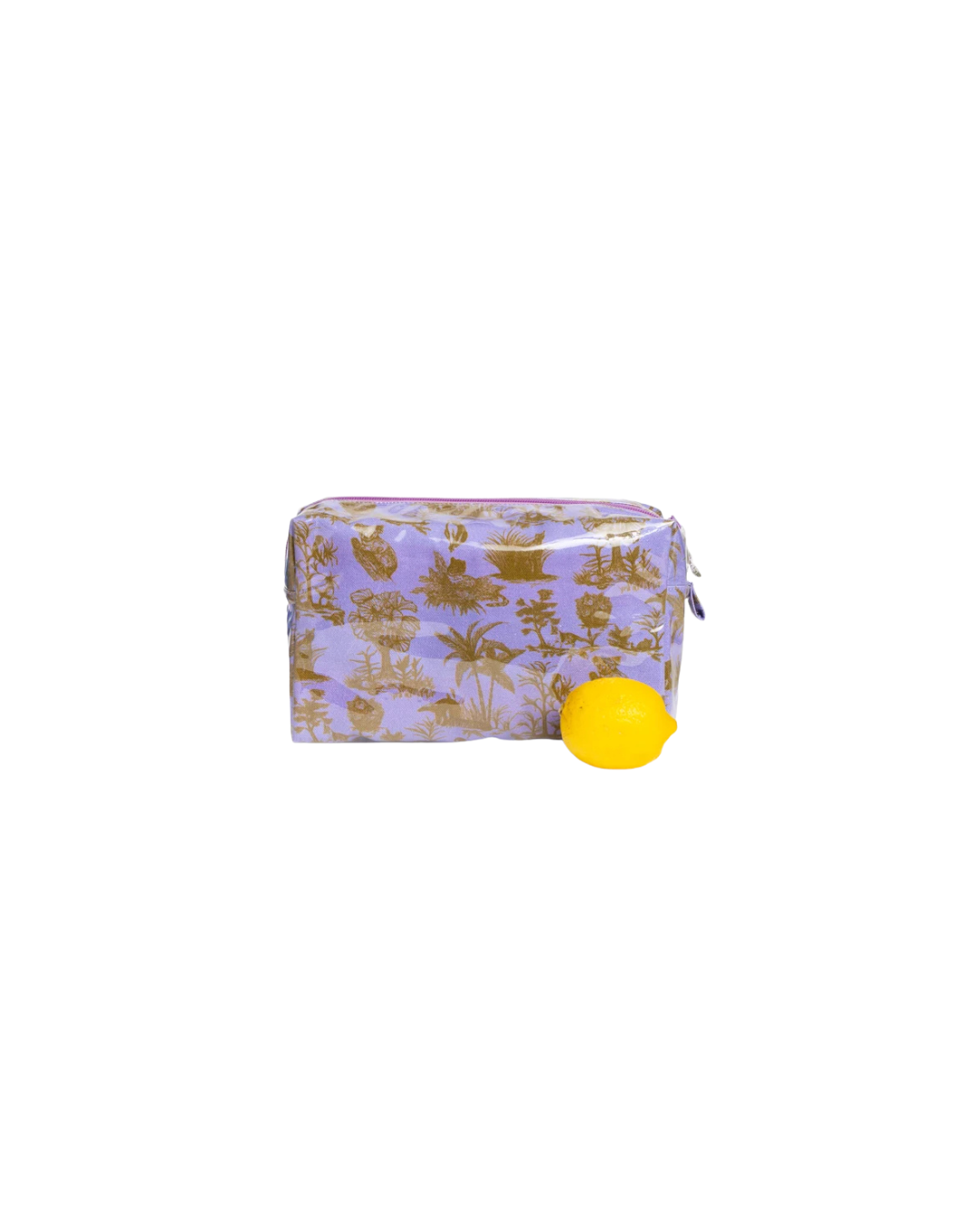 Large Toile Makeup Bag Lavender/Olive