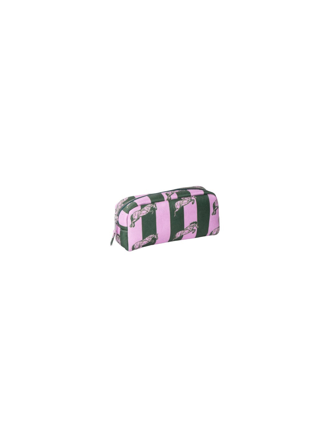 Medium Poly Makeup Bag Pink and Green Stripe Cosmetic June Odina 