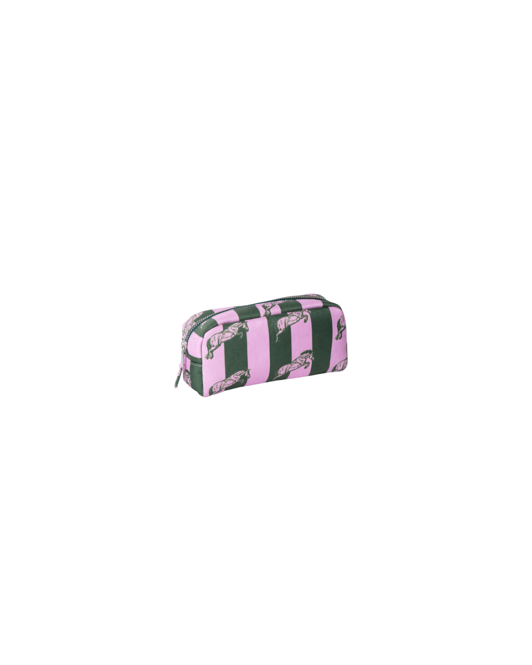 Medium Poly Makeup Bag Pink and Green Stripe