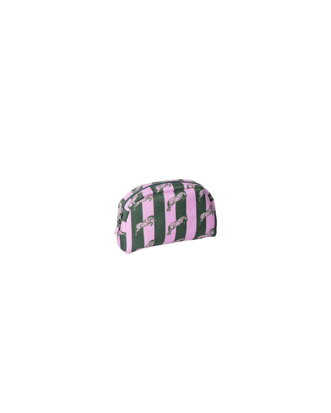 Large Poly Makeup Bag Pink and Green Stripe