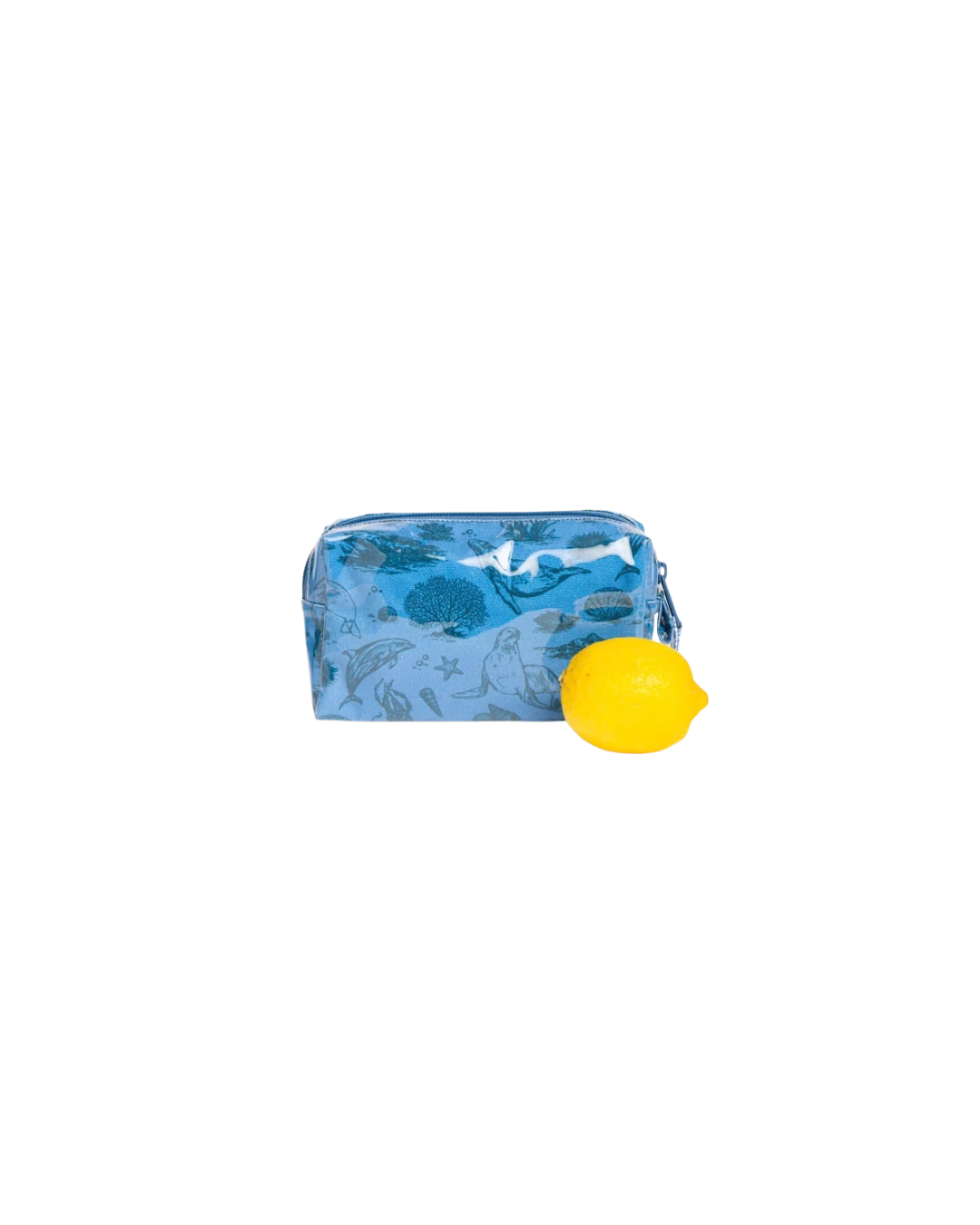 Small Ocean Toile Makeup Bag Blue/Dark Blue