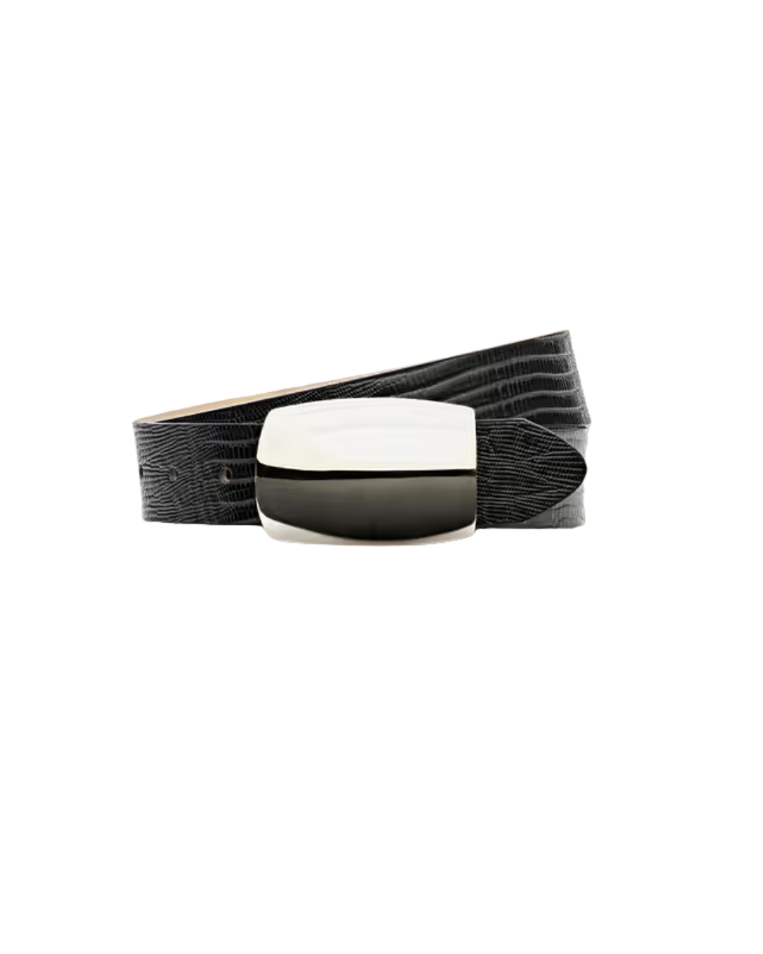 Milou Domed Belt Black Lizard Embossed
