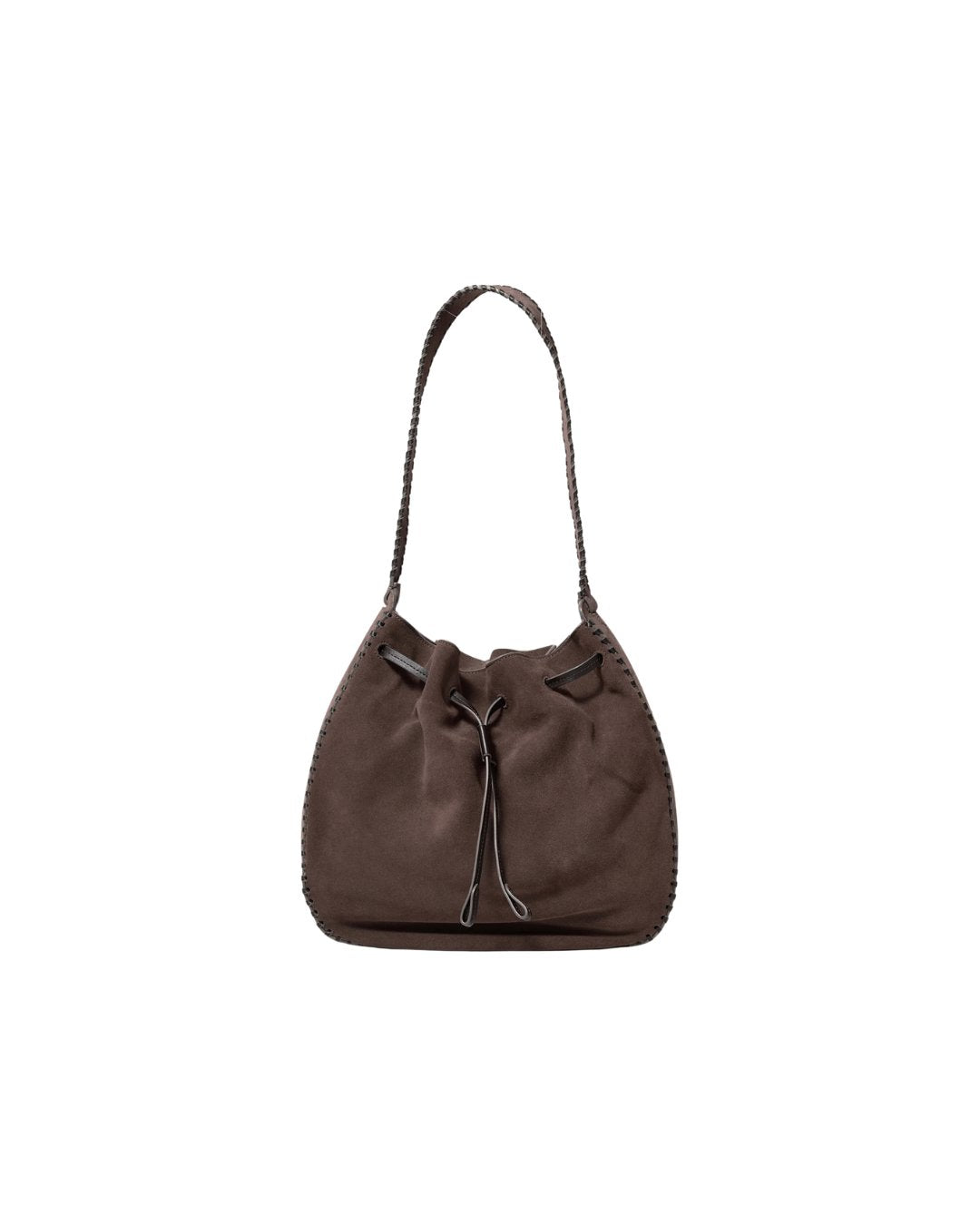 Firenze Bucket Bag Dark Brown Suede Hobo &amp; Shoulder Rails 