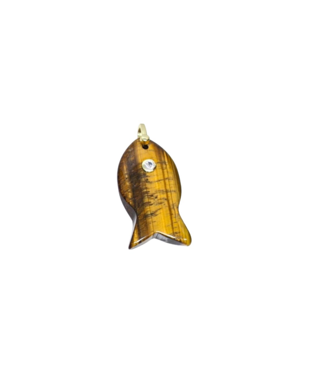 Fish Charm Cz Bezel Tiger's Eye Jewelry JP Jewels 