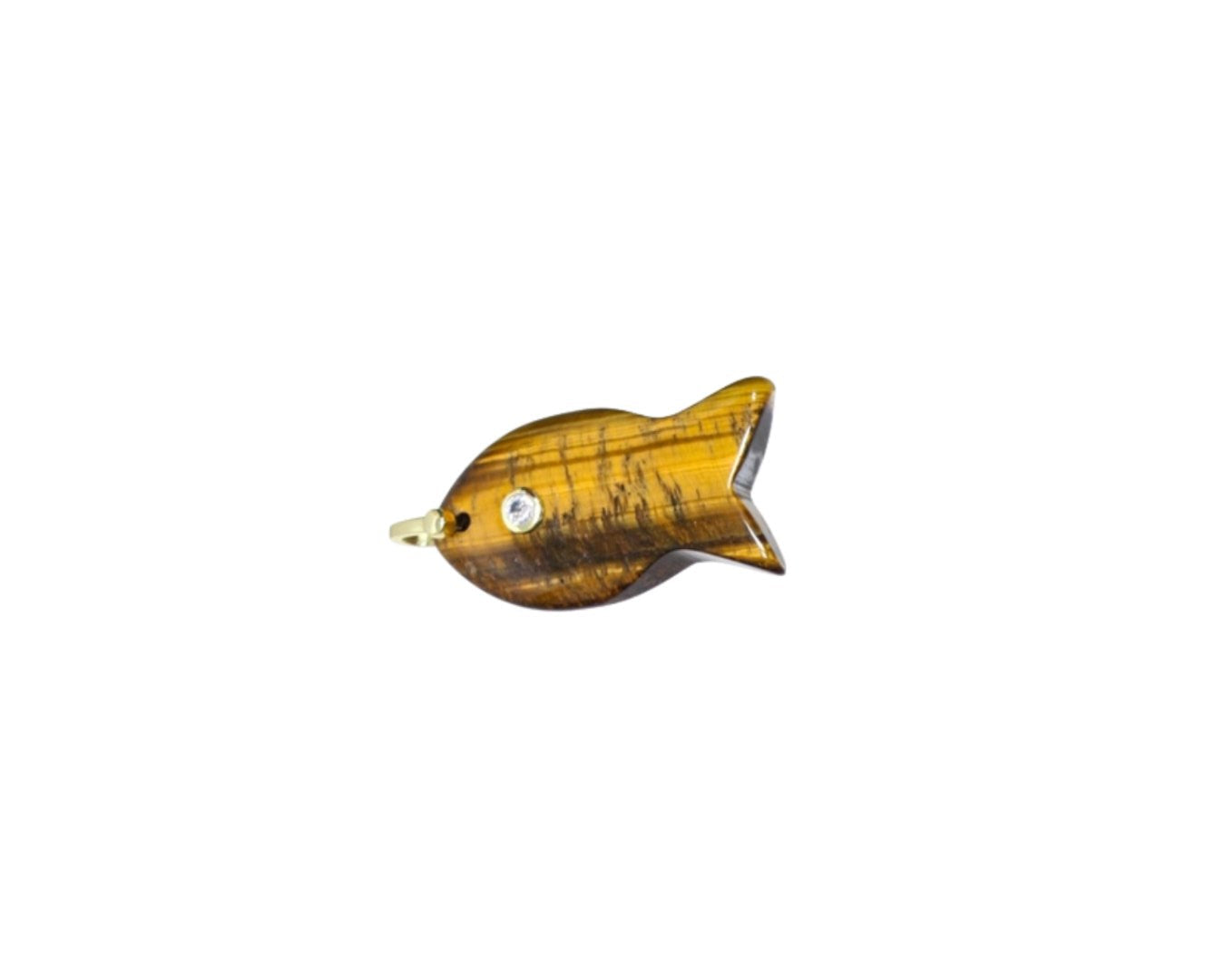 Fish Charm Cz Bezel Tiger's Eye Jewelry JP Jewels 