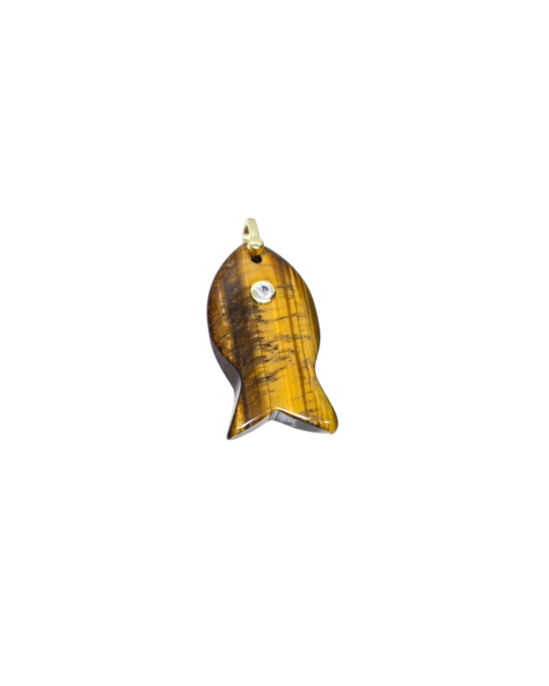 Fish Charm Cz Bezel Tiger's Eye