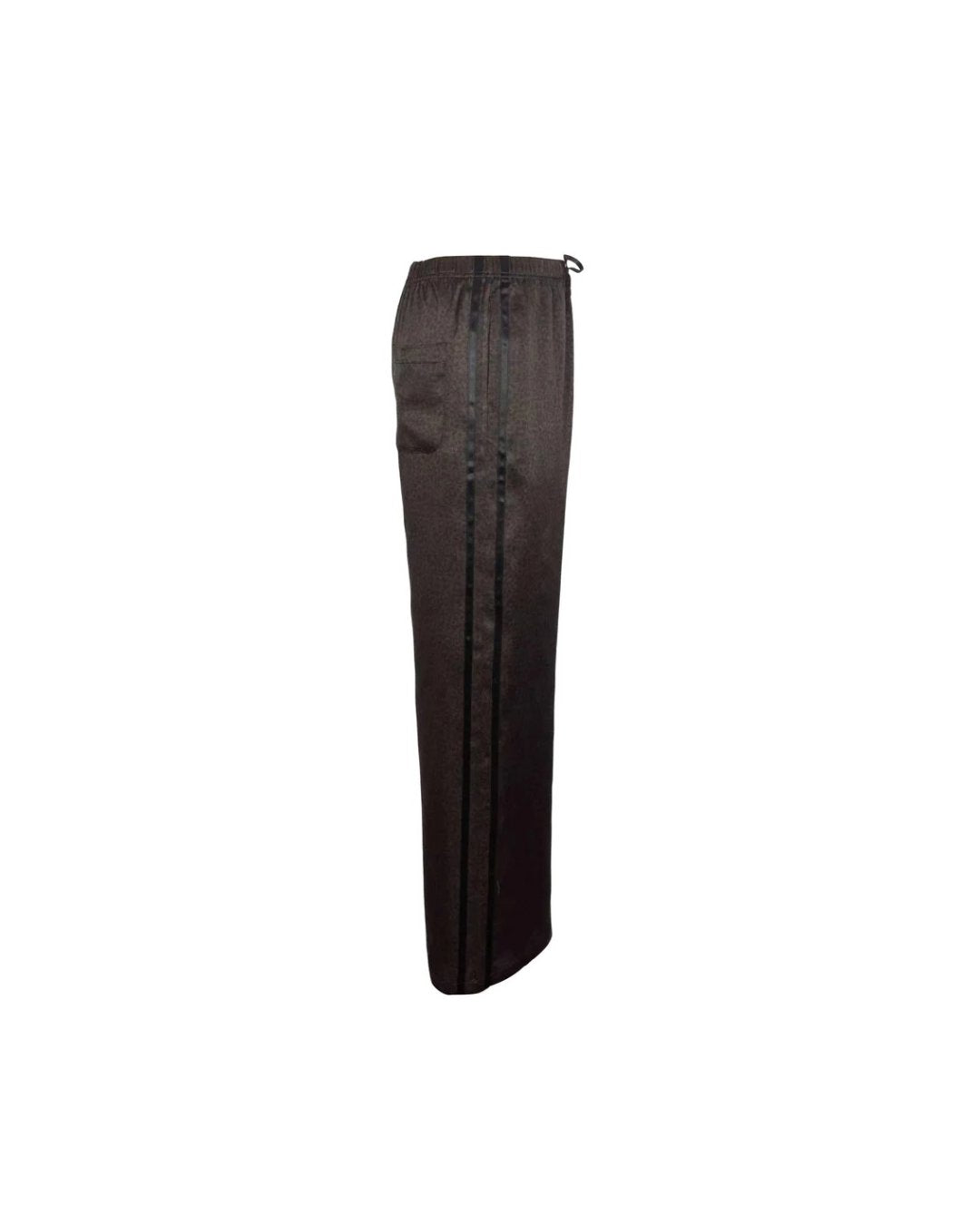 Silk Track Pants Double Stripes Sandwashed Silk Panther Black Pants - Trousers ANAPHE 