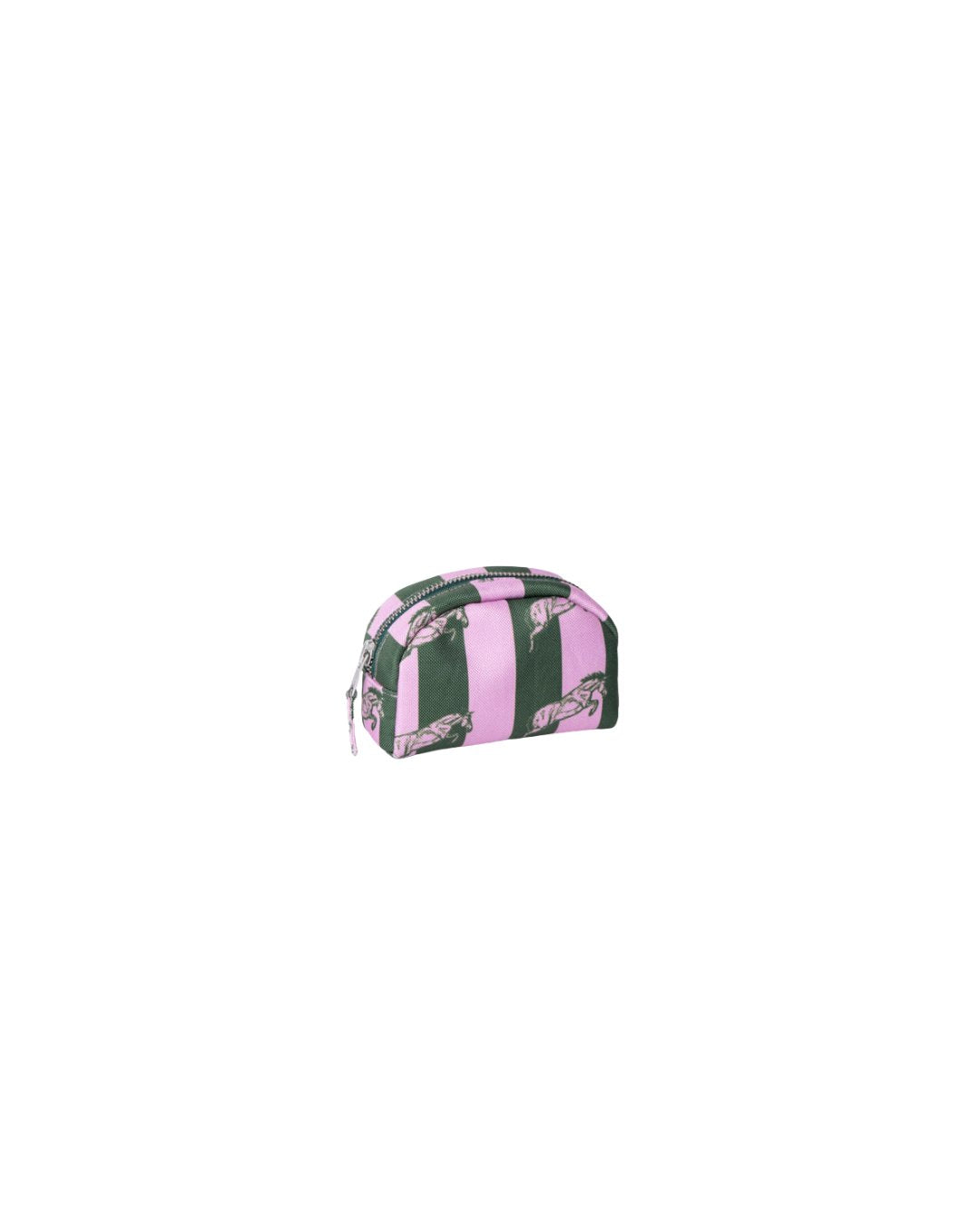Mini Poly Makeup Bag Horse Pink and Green Stripe Cosmetic June Odina 