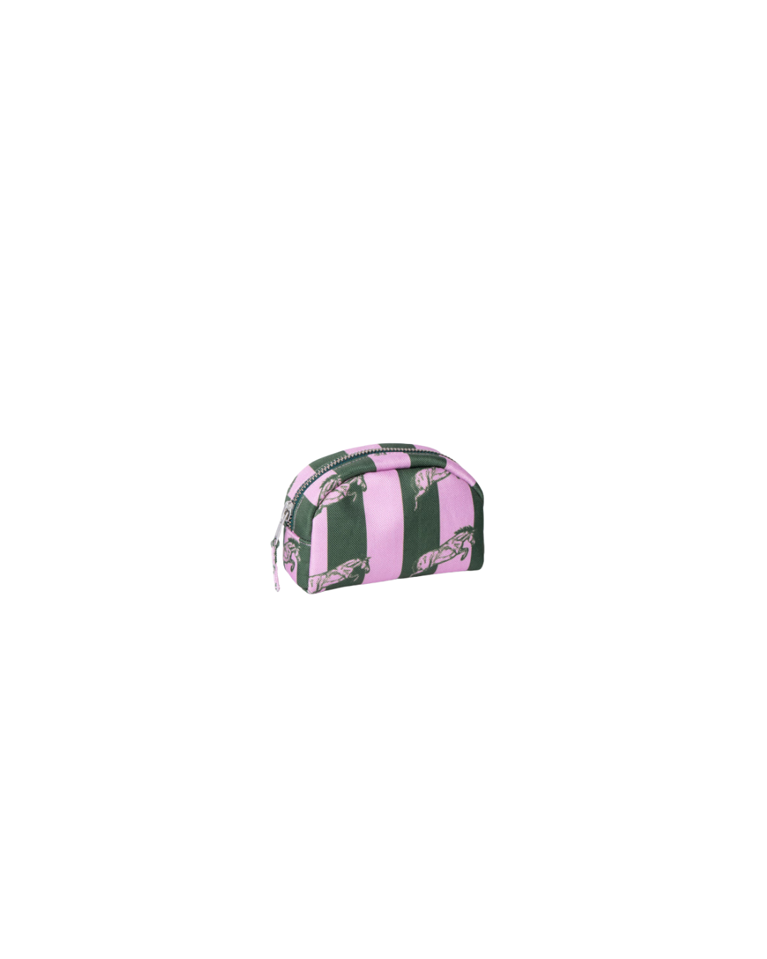 Mini Poly Makeup Bag Horse Pink and Green Stripe