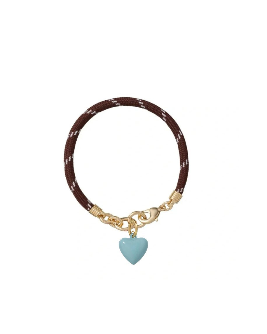 Happy Cord Charm Bracelet Brown Mini Puffy Heart Cloud Bracelets Roxanne Assoulin 