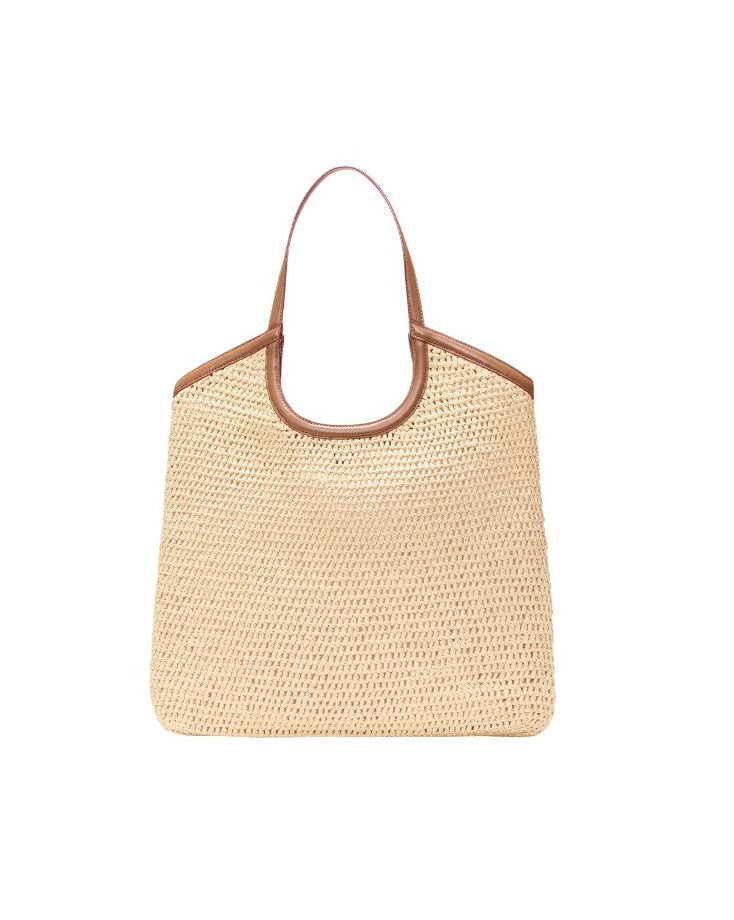 Large Crochet Georgica Tote Camel Crochet Tote & Satchel MZ Wallace 