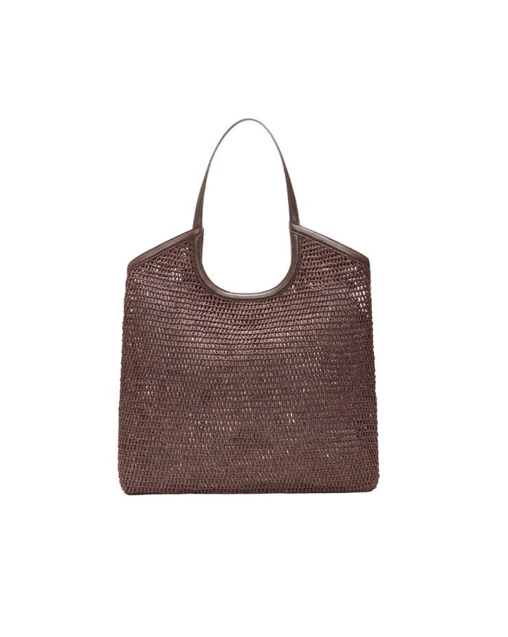 Large Crochet Georgica Tote Brown Crochet Tote & Satchel MZ Wallace 