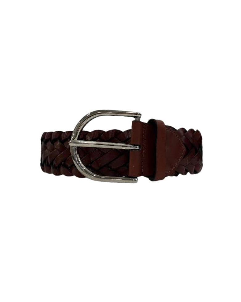 2" Fine Braided Belt with Buckle Cognac Belts W.Kleinberg 