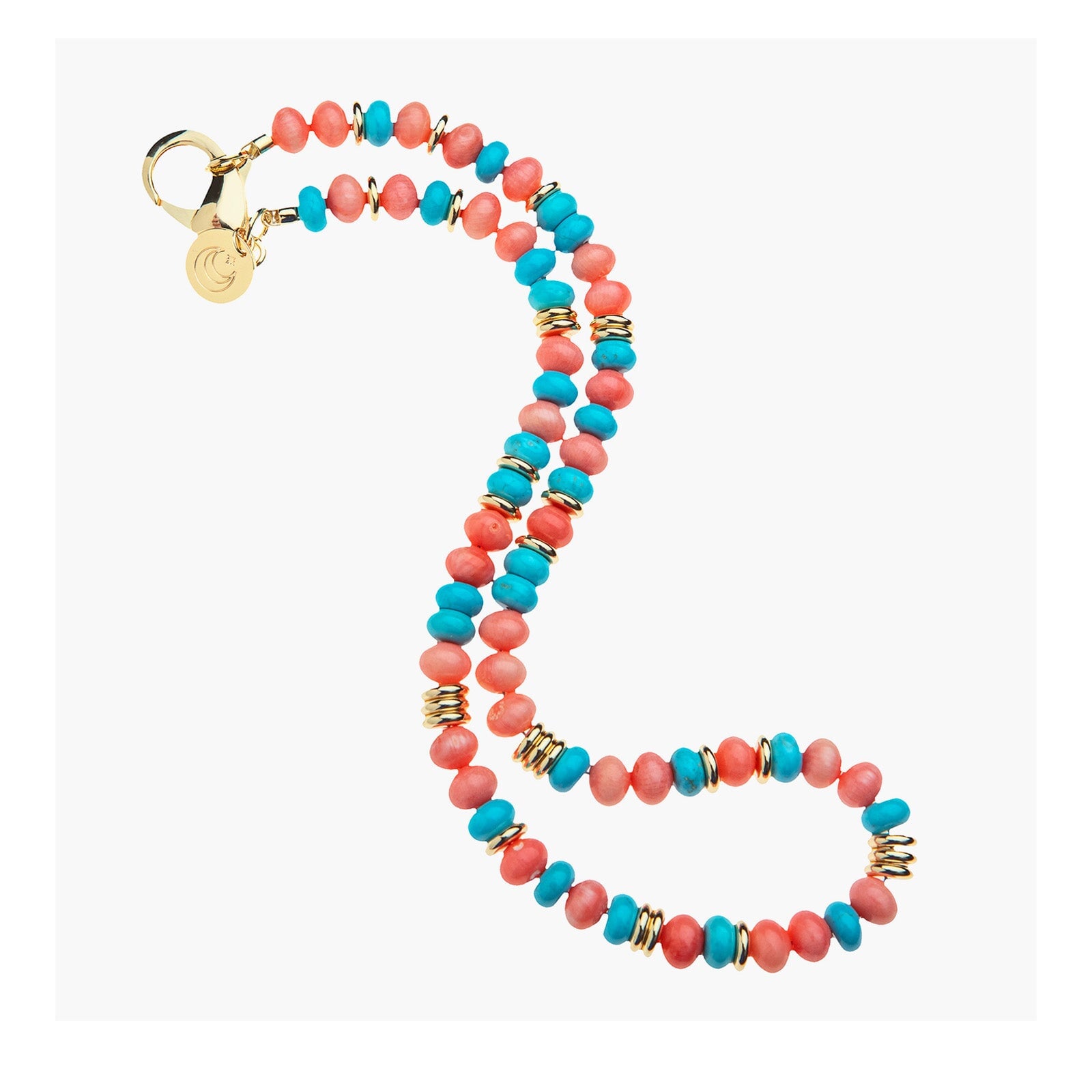 Gumdrop Beaded Necklace Coral and Turquoise Mix Earrings Jane Win 