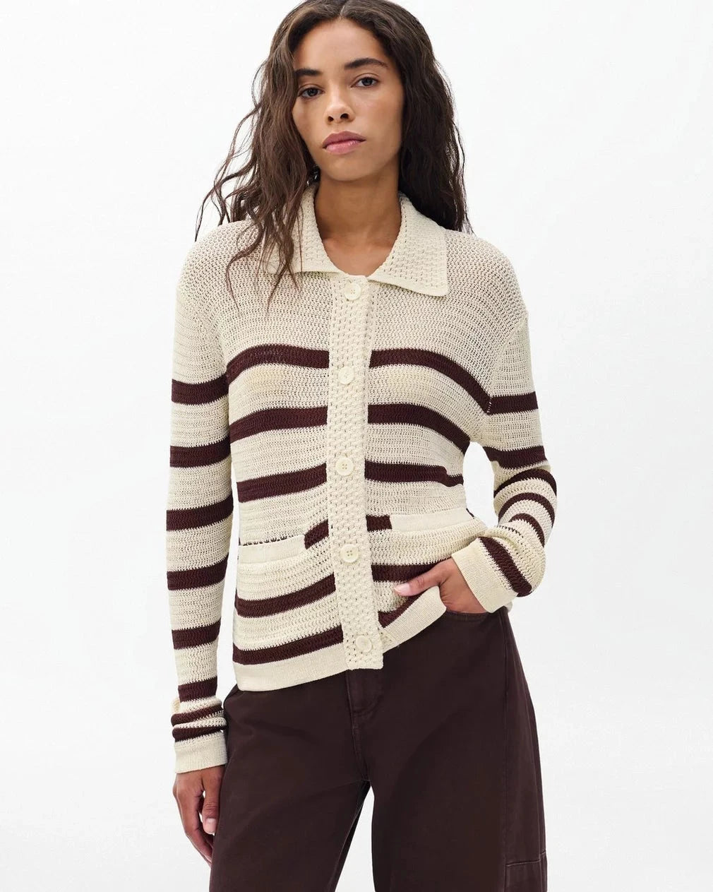 Costi Striped Cardigan Turtledove Sweater - Cardigans rag & bone 
