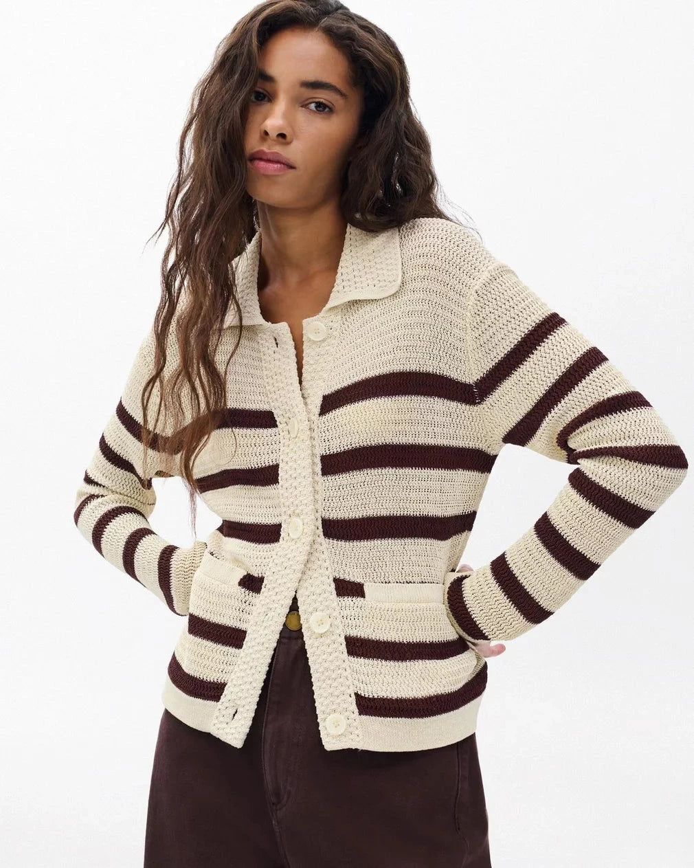 Costi Striped Cardigan Turtledove Sweater - Cardigans rag & bone 