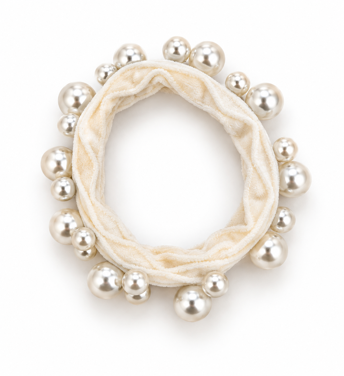 Textured Seamless Pearl Hair Ties Cream